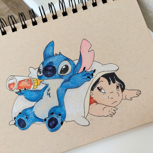 Disney Lilo and Stitch Drawing / Not A Print - Picture 1 of 2